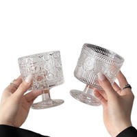 Tasse à thé glacé Americano de style Instagram, design moderne et simple, écologique, en verre à haute tige, design de niche en relief