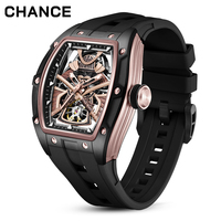 Montre mécanique japonaise samouraï CHANCE JC-9-198G-5, tourbillon automatique, montre-bracelet de luxe, boîtier en acier, cadran creux, montre pour homme