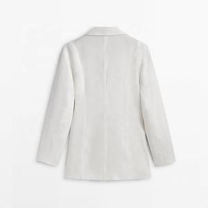 Automne <span class=keywords><strong>femme</strong></span> blanc Blazer revers <span class=keywords><strong>grande</strong></span> <span class=keywords><strong>taille</strong></span> femmes <span class=keywords><strong>veste</strong></span> bureau porter dame mode <span class=keywords><strong>femme</strong></span> surdimensionné respirant lin <span class=keywords><strong>veste</strong></span> - Product Image 3