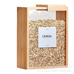 Rice Storage Box Wooden Airtight Rectangle With Sliding Lid For <b>Kitchen</b> Use - Product Image 5