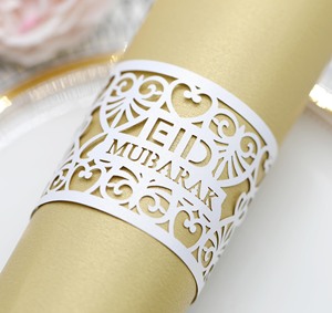 Lebaran kreatif Mubarak serbet cincin meja Muslim dekorasi Lebaran Festival berongga lingkaran kertas serbet cincin - Product Image 2