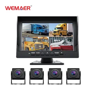 Wemaer 4 채널 Ahd Ips 7 인치 쿼드보기 모니터 360 주위보기 자동차 카메라 dvr 세미 버스 트럭 카메라 시스템