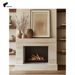 Tostone 2025 Premium Natural travertino piedra <span class=keywords><strong>chimenea</strong></span> envolvente resistente al calor para sala de estar y comedor decoración interior del hogar - Product Image 1