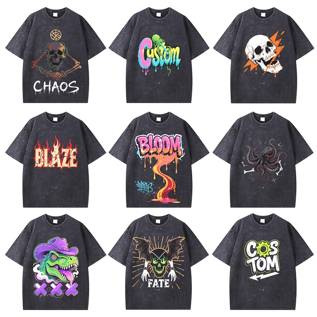 230gsm Cotton Acid Wash Vintage t Shirt Worn Loose Short Sleeved T-shirt Dropped Shoulder Unisex Oversized Washed Tee t Shirts