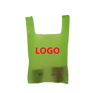 도매 맞춤형 로고 인쇄 생분해 성 포장 플라스틱 쇼핑백 티셔츠 손잡이