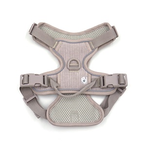 Produk terlaris untuk 2025 bantalan lembut Harness hewan peliharaan anjing Harness dapat disesuaikan desainer mewah abu-abu korduroi pelatihan Harness anjing - Product Image 6