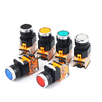 Interruptor de botón de enganche de 22mm LED IP65 24V autoblocante punto plateado 1NO1NC interruptor de parada de emergencia
