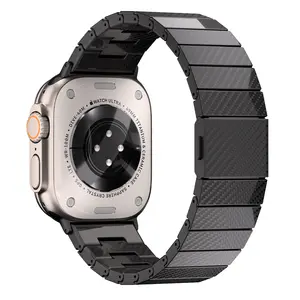 Keepwin Sport Lightweight Wear Resistant Solid Real Carbon Fiber Watch Band Strap for Apple iWatch 9 8 7 6 5 4 3 2 1 Ultra