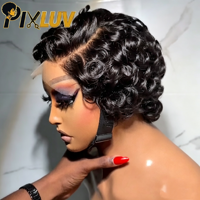 Perruque Chioma en promotion, perruque courte bouclée 13x4 HD avec dentelle transparente, perruque en cheveux humains naturels noirs pour femmes noires