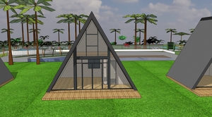 <span class=keywords><strong>Villa</strong></span> contemporaine préfabriquée en acier léger de style A-frame avec un design écologique et durable pour la vie de famille, salon et chambre à coucher - Product Image 6