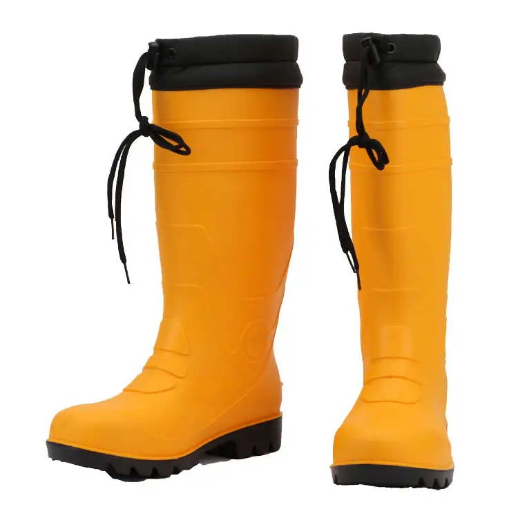 Unisex Warm Lining Rain Boots Safety Waterproof Pvc Gumboots Snow Rubber Shoes For Winter Days