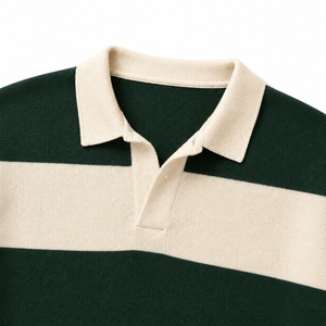 Pull en tricot style maillot de rugby unisexe à rayures côtelées à manches longues, pull d'ambiance d'équipe - Product Image 5
