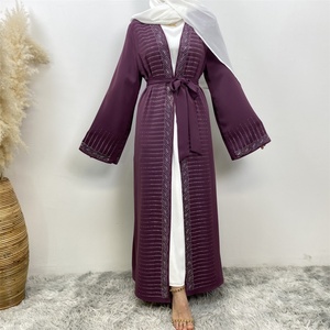 1421# High Quality Rhinestone <b>Cardigan</b> Middle East Dubai Female Diamond Abaya - Product Image 2
