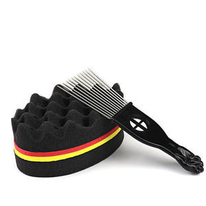 Nouvel Arrivage : Ensemble d'éponges à cheveux haute densité pour torsades, éponge à double face pour boucler les cheveux, brosse et peigne <span class=keywords><strong>afro</strong></span> pour hommes et femmes noirs - Product Image 2
