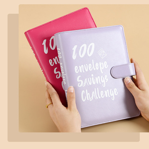 Prix pas cher classeur d'épargne 100 jours épargne argent Faux cuir 6 anneaux reliure d'épargne feuilles mobiles cahier de journal - Product Image 1