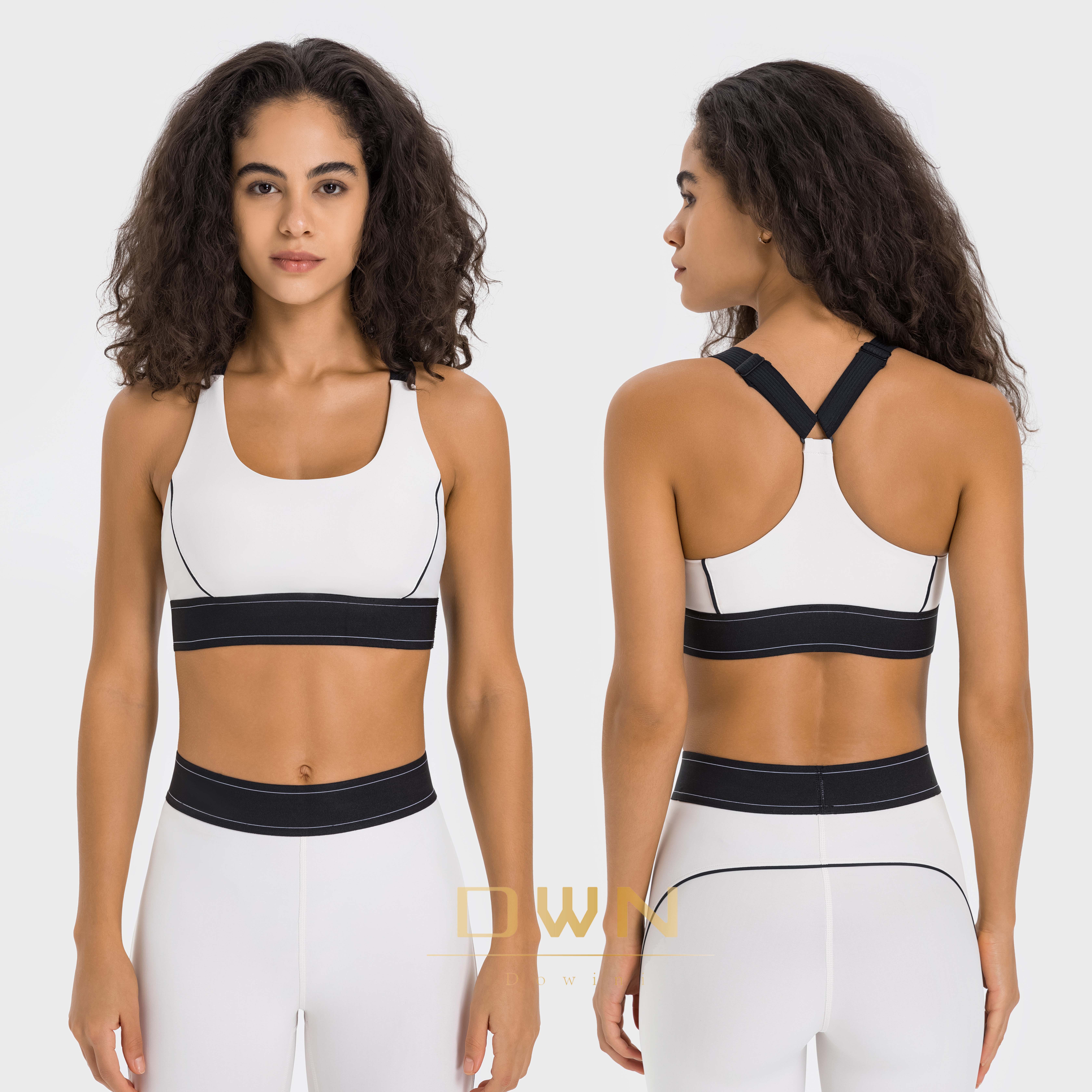 Adjustable Shoulder Strap Sports Yoga Bra High Strength Shockproof Cloud Soft Breathable New Color-contrast XS Comprehensive