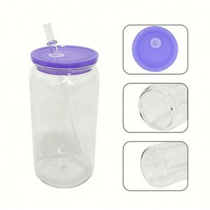 Gobelets en plastique personnalisés de 16 oz avec logo, type Mason Jar, avec pailles, qualité alimentaire sans BPA, pour camping et fêtes de mariage - Product Image 3