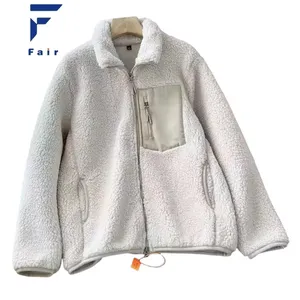 Custom Unisex Recycled Sherpa Patch Fleece Jacket With Chest Pocket Embroidered Micro Fleece Jacket Women