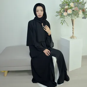 Marocaine New Young Girl Plain Abaya Femmes 2023 Dubai Islam Egyptian Pakistani Dresses Designs Abayas For Women Muslim