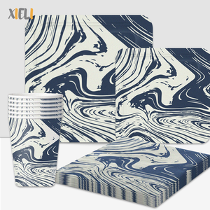 Xieli Abstrait Bleu Marbre Jetables Fête Assiettes Et Serviettes Ensembles Imbiber Preuve Coupe Fête Vaisselle Décorations - Product Image 1