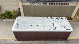 Piscina de fibra de vidrio de doble zona para nadar spa sin fin - Product Image 4
