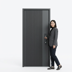Porte d'entrée extérieure <span class=keywords><strong>moderne</strong></span> en aluminium moulé, design minimaliste nervuré pour villa - Product Image 2