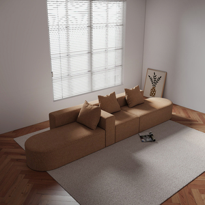 Canapé modulaire en tissu suédé en forme de L, 3 pièces, design incurvé, écologique, compressé, élégant, gain de place, pour salon - Product Image 1
