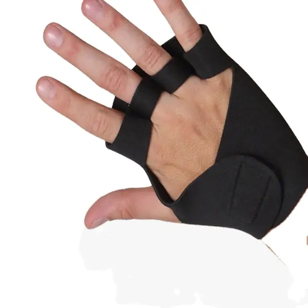 Siyah yarım parmak kavrama spor eldiven halter ve vücut geliştirme için nefes alabilen neopren spor eldiveni