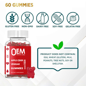Gomitas de vinagre de sidra de manzana personalizadas con logotipo barato, potenciador metabólico de fibra dietética con infusión de vitamina B12 y ácido fólico para adultos para belleza - Product Image 3