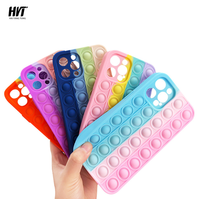 Free Sample Colorful Silicone Waterproof Popit Phone Case Reliver Stress Fidget Toy Popper Phone Case for Iphone