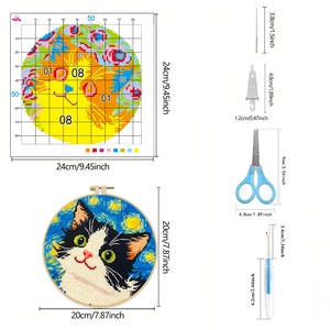 Vente directe usine Kit <span class=keywords><strong>de</strong></span> <span class=keywords><strong>point</strong></span> <span class=keywords><strong>de</strong></span> <span class=keywords><strong>croix</strong></span> Chat <span class=keywords><strong>de</strong></span> dessin animé Ciel étoilé en coton, petite taille, à faire soi-même, vente en gros transfrontalière - Product Image 3