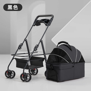 รถเข็นสัตว์เลี้ยงพับได้สีฟ้า 4 ล้อ พร้อมตาข่ายระบายอากาศ กระเป๋าพกพาสำหรับเดินทางสำหรับสุนัข - Product Image 4