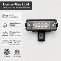 Lampe de plaque d'immatriculation OEM 6QD943021A, lampe de plaque d'immatriculation LED W5W T10, lentille transparente, boîtier noir pour VW Polo 9N 9N3 Hatchback