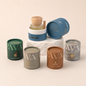 Boîte d'emballage cylindrique en papier kraft écologique avec logo personnalisé, diffuseur d'arômes, emballage en tube de papier pour bougie en cire - Product Image 1