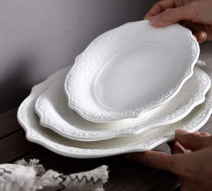 Assiettes de Dîner en Porcelaine <span class=keywords><strong>Blanche</strong></span> à Bord Ondulé Gaufré, 6,5 Pouces, avec Logo Personnalisé – Service de Vaisselle pour Dîner, Dessert et <span class=keywords><strong>Steak</strong></span>, Idéal pour la Maison et l'Hôtel - Product Image 3