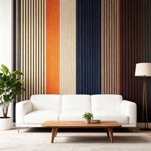 Panneau mural acoustique en bois, design 3D à lattes, panneau insonorisant en PET, placage en chêne pour hôtel, appartement, intérieur - Product Image 2