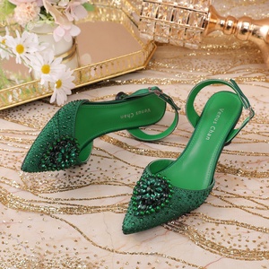 Zapatos de Novia de Lujo para Primavera/Verano, Elegantes Sandalias de Tacón Medio con Pedrería y Punta Cerrada para Mujer - Product Image 5