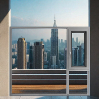 Ventanas Abatibles de Aluminio de Diseño Moderno, Ventanas con Aislamiento Acústico y Soldadura sin Costuras, Diseño para Balcón, desde Pakistán