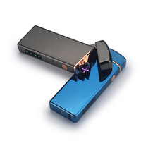 Briquet électrique rechargeable par USB à double arc en métal coupe-vent flamme pour cigarette Design moderne pour cadeaux d'affaires