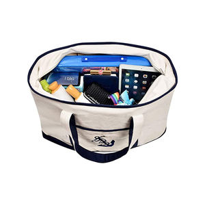 अतिरिक्त बड़े कैनवास बैग ले जाना भारी शुल्क विशाल जिपर किराने की खरीदारी ले जाने के साथ समुद्र तट नाव बैग हैंडबैग कशीदाकारी लंगर बेज - Product Image 5