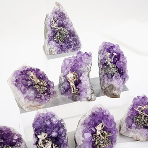 Prix usine Vente en gros en vrac Pierre brute Artisanat Pyrite Raw Stone Miner avec améthyste Cluster Forme libre - Product Image 3