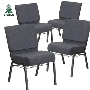 China Supplier Wholesale Price Metal Frame Interlocking Chairs Fabric Upholstery Church Chairs