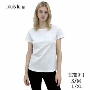 HDJ Camiseta de manga corta con cuello redondo para mujer, Top informal de algodón, talla grande, transpirable, H7019-1 - Product Image 1
