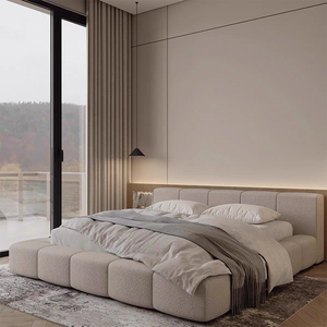 Lit de luxe pour chambre à coucher, meubles en tissu, lit <span class=keywords><strong>king</strong></span>-<span class=keywords><strong>size</strong></span> pour petits appartements, moderne et simple, lit double rembourré - Product Image 2