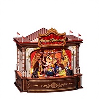 Boîte à musique en bois DIY sur le thème du carnaval animalier, kit de puzzle 3D avec scène rotative, modèle créatif, cadeau artisanal, décoration d'étagère pour adolescents et adultes