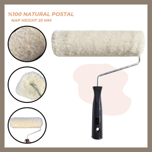 Rouleau à peinture en peau d'agneau naturelle, poils de 25 mm, peau de mouton de qualité supérieure pour murs intérieurs et extérieurs, peintures à base d'eau satinées - Product Image 1