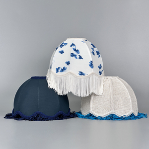 E14 \ E27 Custom colore frangia fatta a mano in tessuto di lino <span class=keywords><strong>paralume</strong></span> naturale nappe lampada da tavolo motivo a cono - Product Image 4