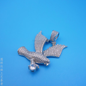 Pendentif Collier Modèle Aigle 3D en Cuivre Argenté Brillant, Design Bijou Animalier - Product Image 4