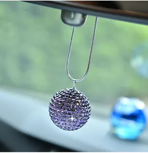 Bola Kristal Berlian Imitasi Menggantung Aksesori Interior Mobil Bling