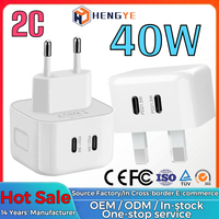 Cargador de Pared Portátil de Alta Calidad con Doble Puerto PD, Carga Súper Rápida, Enchufe EU/UK Tipo C, 20W